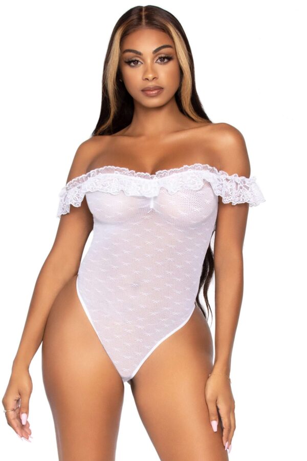Leg Avenue Lingerie: sexy body bianco con spalle scoperte