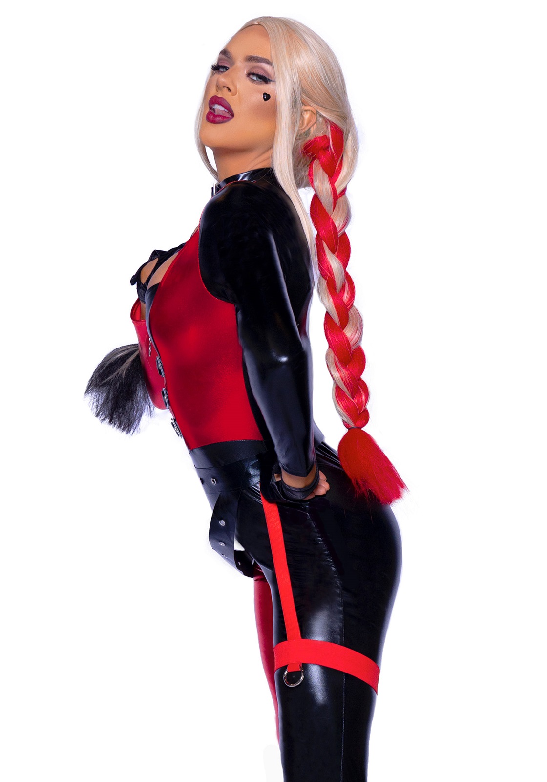 Vestito di Carnevale di Harley Quinn tuta in vinile da donna adulta