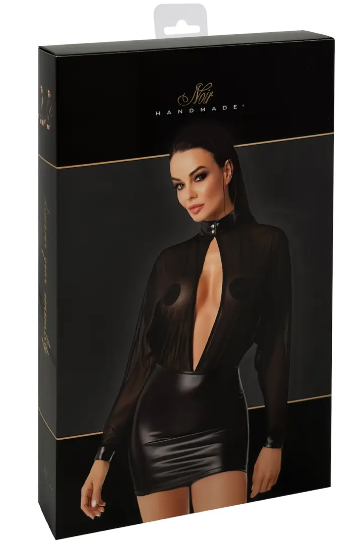 Abito Opium con top trasparente e gonna wetlook – foto 7