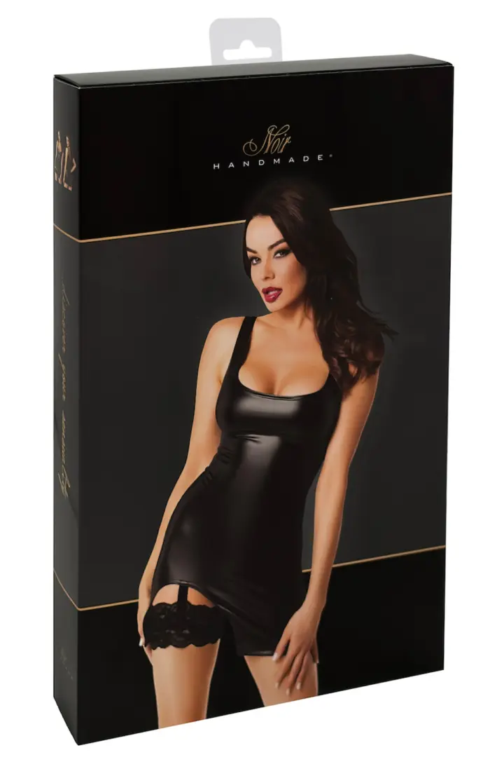 Vestito wetlook Velvetine con giarrettiera in pizzo Noir Handmade – foto 7