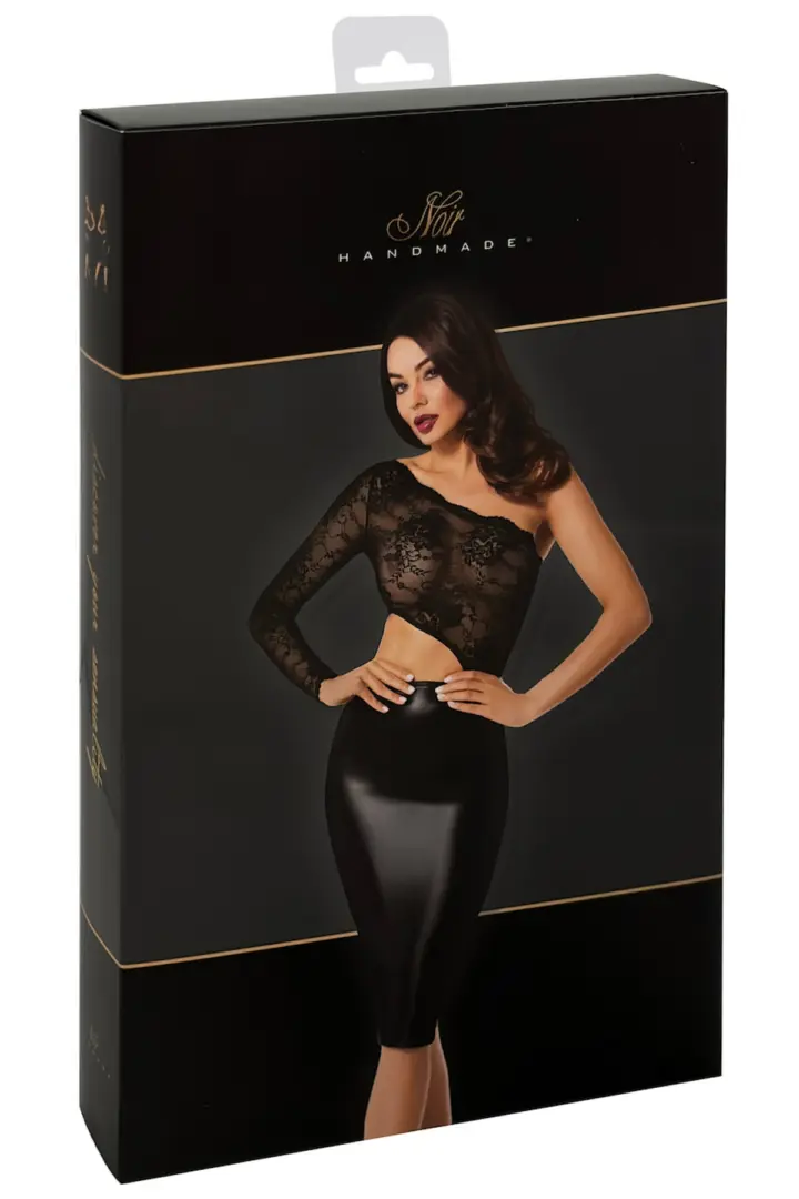 Abito in tessuto wetlook e pizzo Erotica Noir Handmade – foto 7