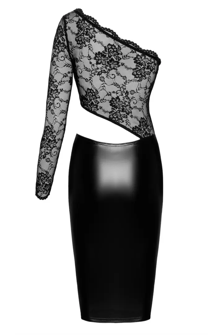 Abito in tessuto wetlook e pizzo Erotica Noir Handmade – foto 6
