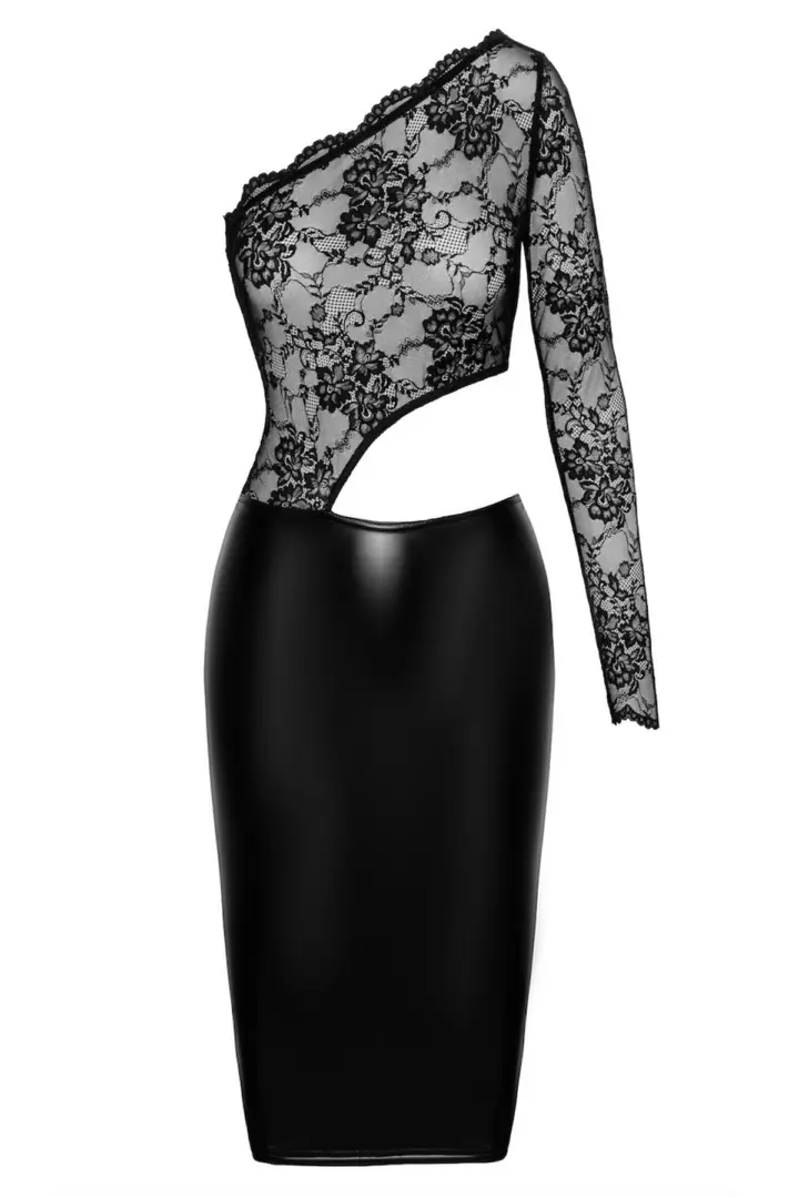 Abito in tessuto wetlook e pizzo Erotica Noir Handmade – foto 5