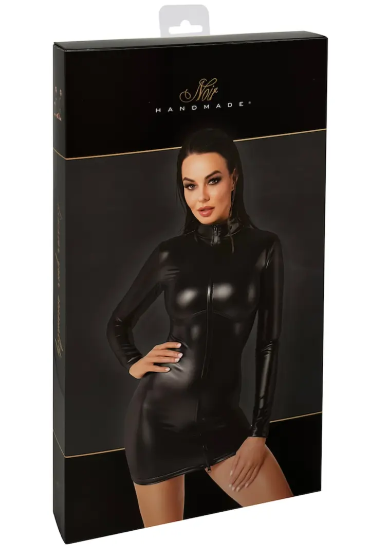 Minidress wetlook Chimera con zip a 3 vie di Noir Handmade – foto 7