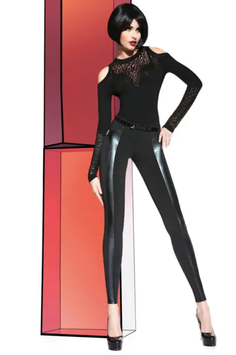 Bas Bleu: Leggings Plus Soft in maglia ed ecopelle Adele