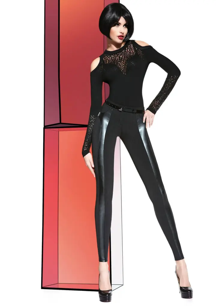 Bas Bleu: Leggings Plus Soft in maglia ed ecopelle Adele