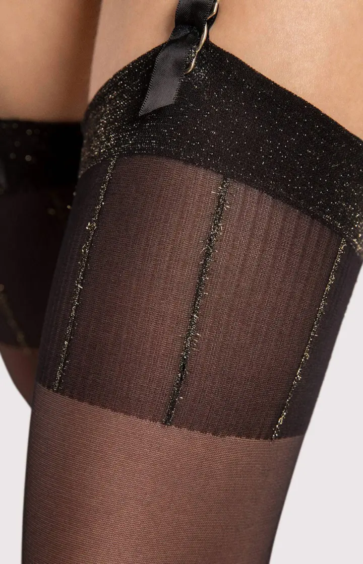 Fiore: Calze da reggicalze 20 den con dettagli in lurex – foto 2