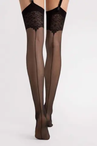 Fiore: Calze da reggicalze con riga design Vintage 20 Den