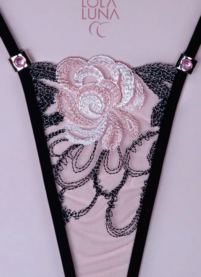 Lola Luna: G-String con ricamo floreale rosa e gioielli Vanina – foto 2