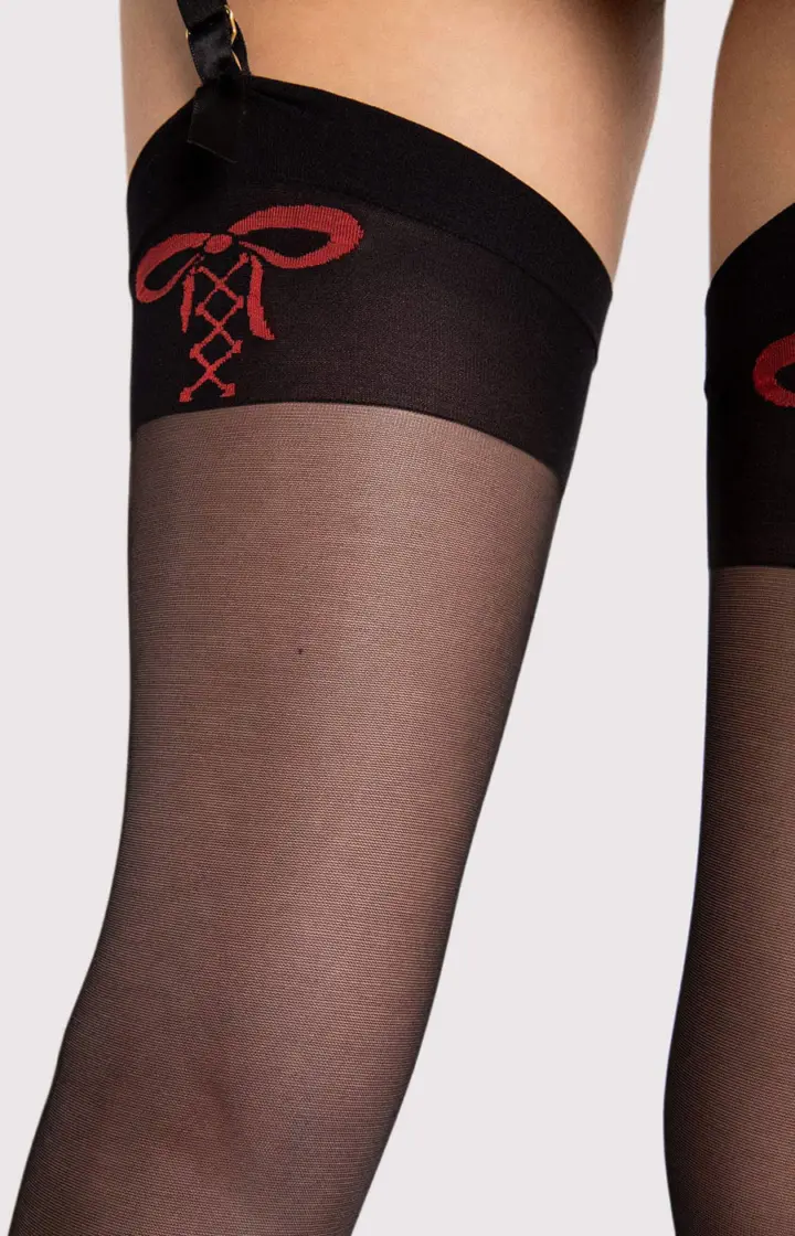 Calze da reggicalze 20 den con fiocchetto rosso Incontra – foto 2