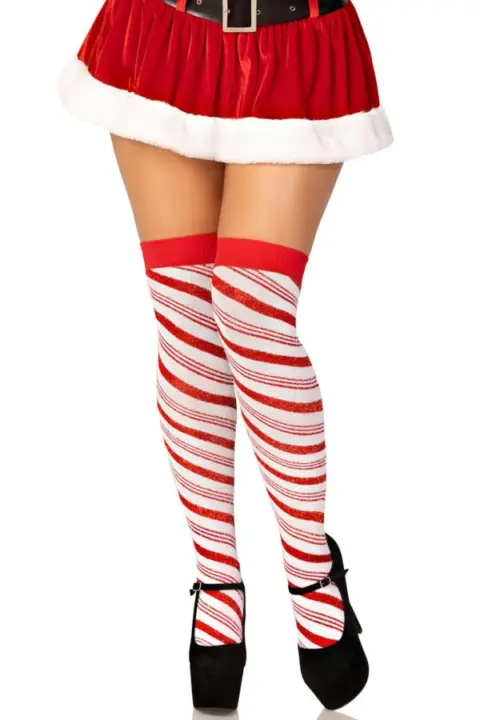 Leg Avenue: Calze parigine Natalizie a righe con Lurex