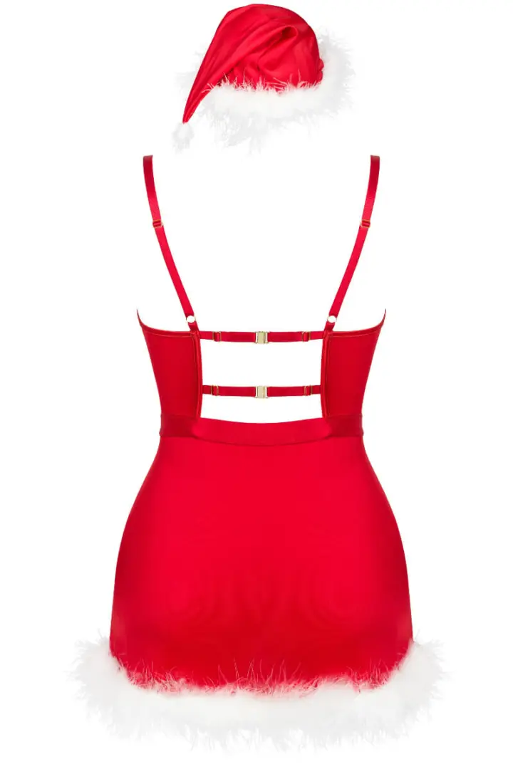 Lingerie Natalizia Chemise Rossa con Cappello Agethe – foto 8