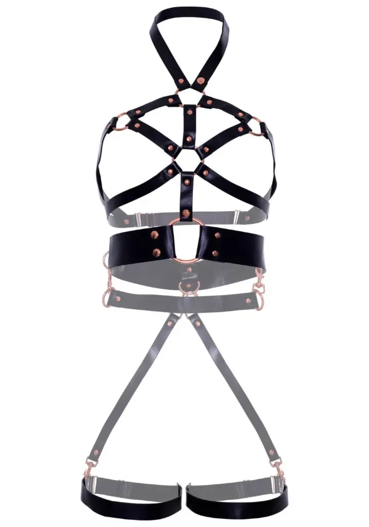 Kink Lingerie: Harness body in ecopelle vegana nera – foto 2