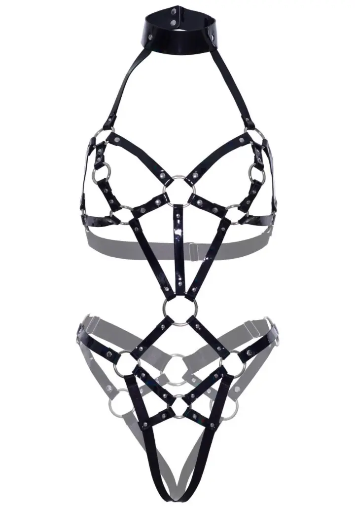 Kink Lingerie: harness bodynero in ecopelle – foto 2