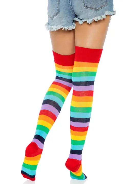 Leg Avenue: calze parigine arcobaleno sopra al ginocchio