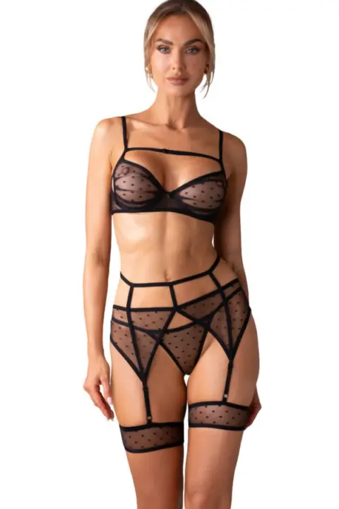 Obsessive: Nuites completino intimo 3 pezzi con giarrettiere