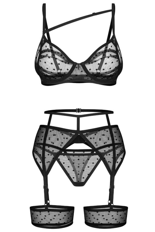 Obsessive: Nuites completino intimo 3 pezzi con giarrettiere