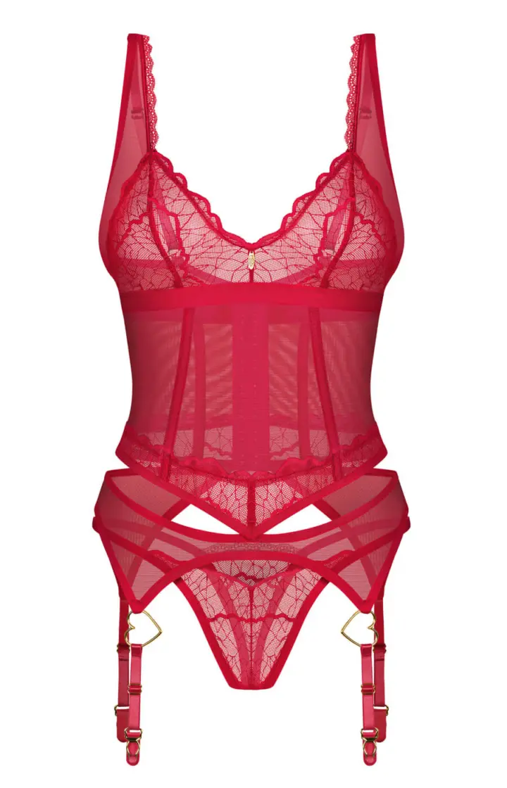 Obsessive: Cupide Desir corsetto rosso con perizoma – foto 2