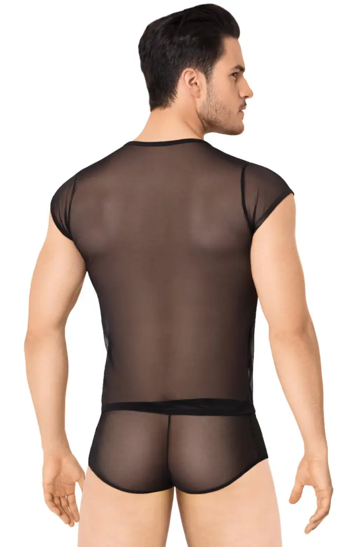Set t-shirt e boxer in microrete con righe wetlook – foto 2