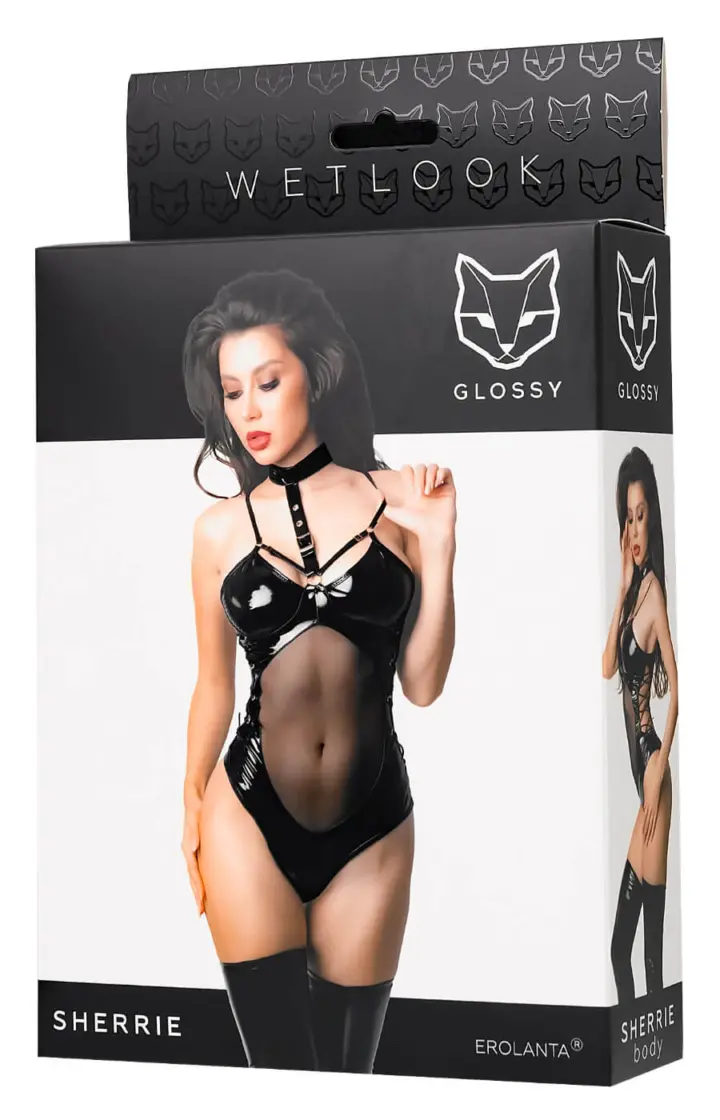 Body lucido con trasparenze e choker integrato Sherrie – foto 5