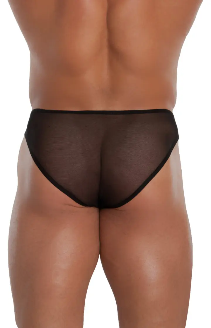 Slip uomo in tessuto wetlook e microrete trasparente – foto 2