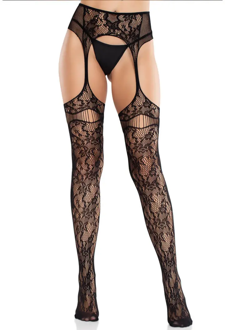 Leg Avenue: collant effetto reggicalze in nero e rosso – foto 4
