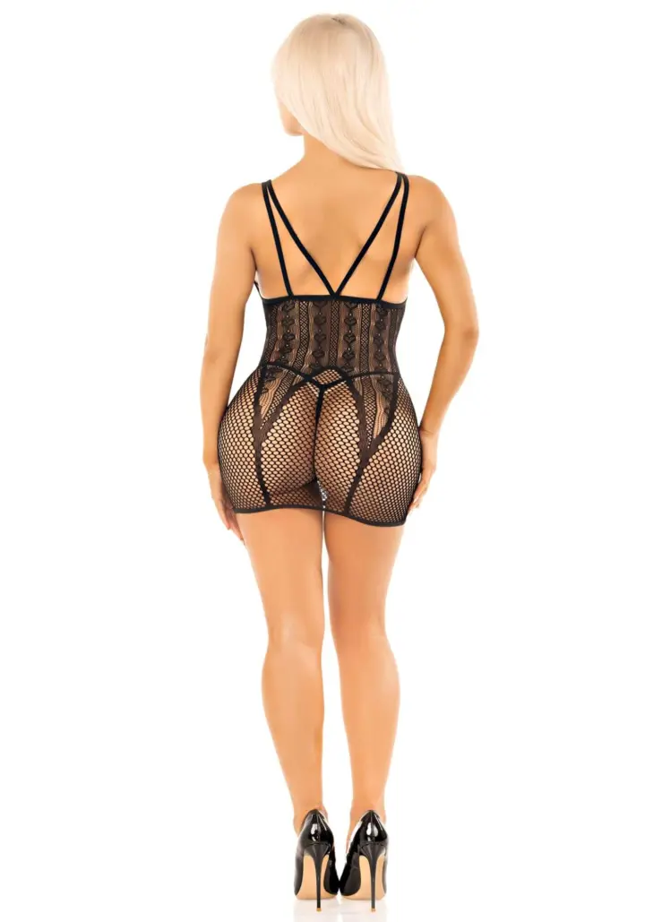 Leg Avenue: abitino in rete nera con ricamo a cuore – foto 2