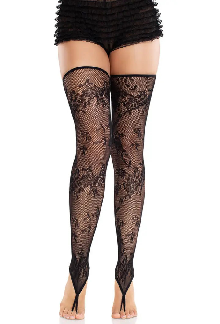 Leg Avenue: calze autoreggenti footless motivo floreale – foto 4