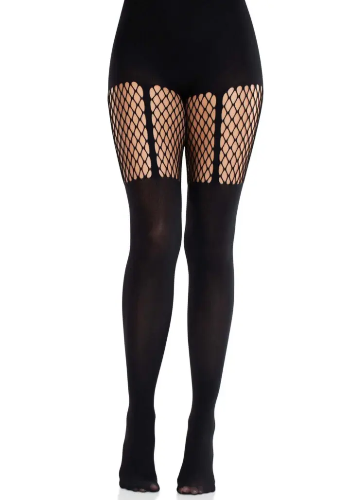 Leg Avenue: collant coprenti con parte superiore in rete