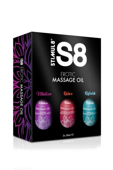 Cofanetto Oli da Massaggio Naturali S8 – Box 3×50 ml Assortiti