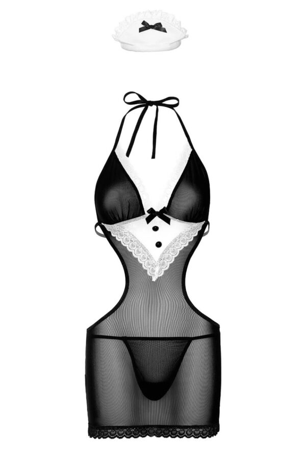 Completo French Maid in tulle e pizzo con cuffia inclusa