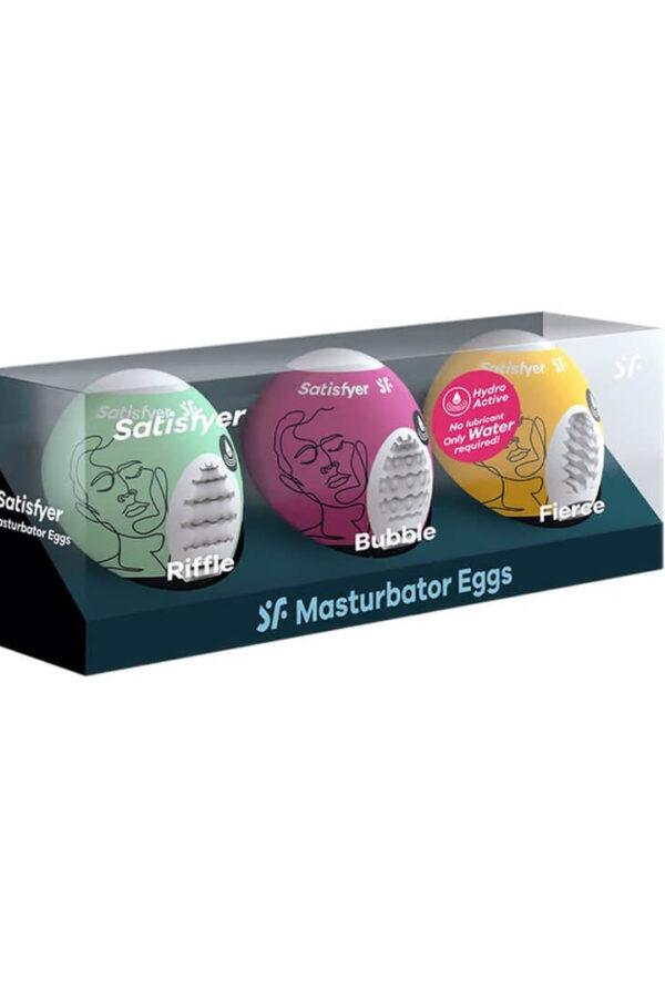 Set 3 massaggiatori maschili a uovo da Satisfyer
