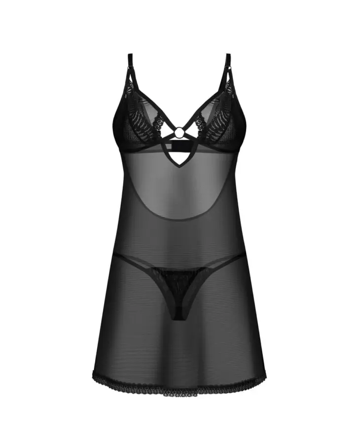 Chemise Obsessive Alliane con perizoma – Rete e Pizzo Nero – foto 2