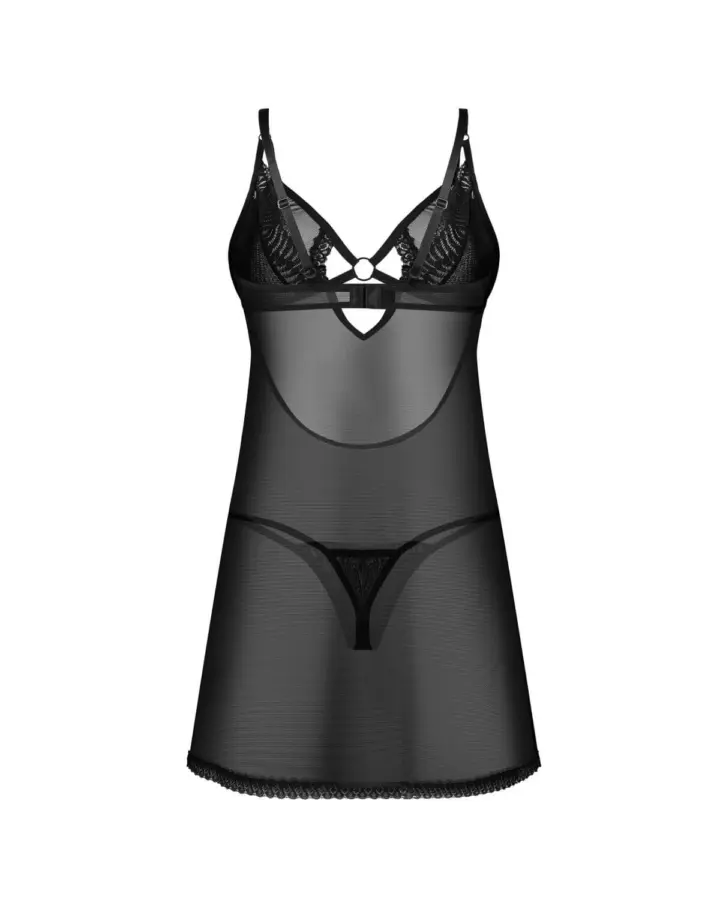 Chemise Obsessive Alliane con perizoma – Rete e Pizzo Nero – foto 8