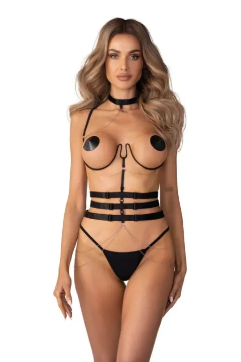 Harness nero con catene Premisis – Obsessive premium