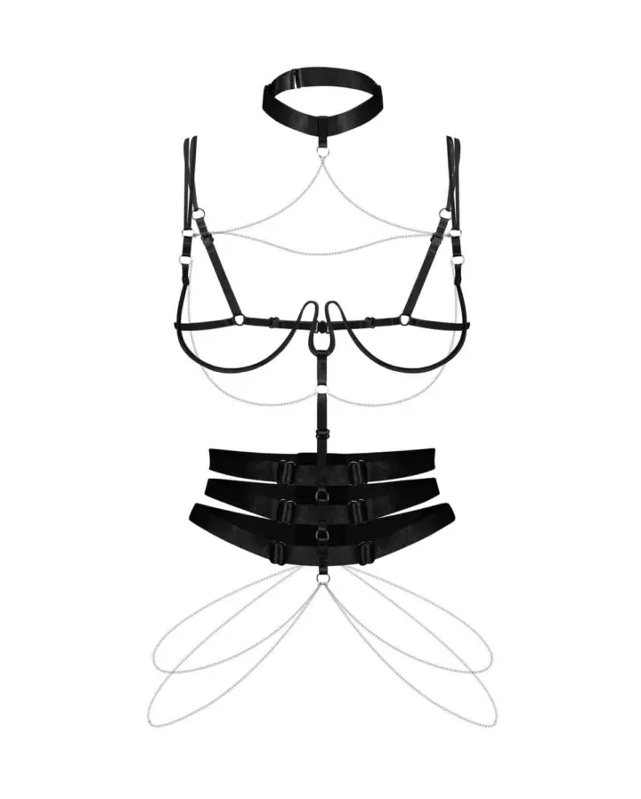 Harness nero con catene Premisis – Obsessive premium – foto 2
