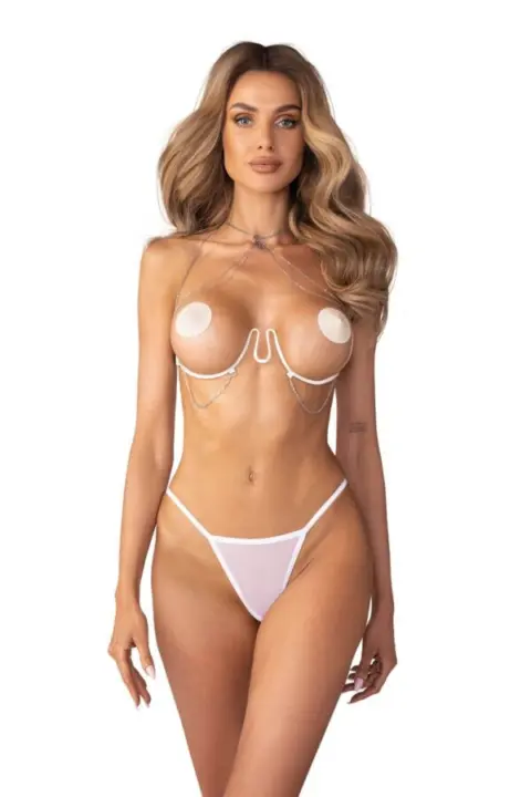 Harness bianco con catene Lustique – Obsessive premium
