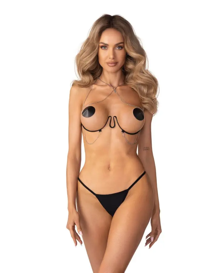 Harness nero con catene Lustique – Obsessive premium