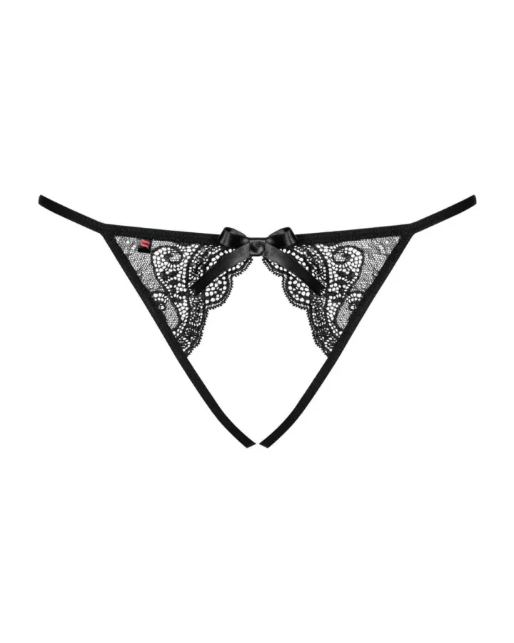 Mutandina aperta Obsessive Miamor – merletto e nastro satin – foto 3