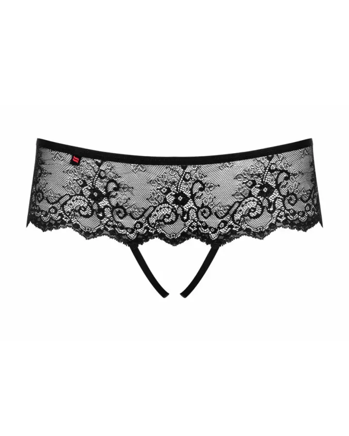 Perizoma nero aperto con merletto floreale – Obsessive Merossa – foto 2