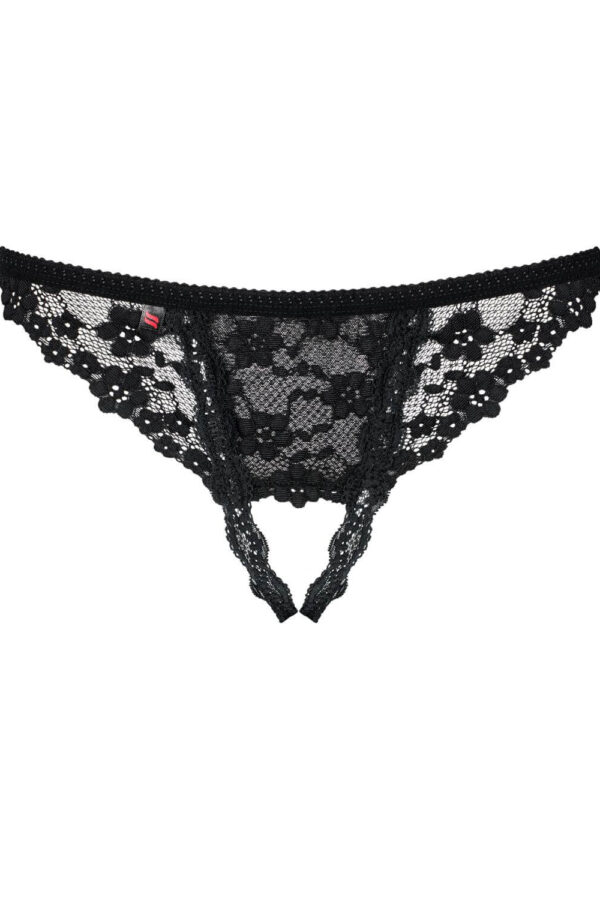 Perizoma Letica nero Obsessive – merletto e apertura centrale