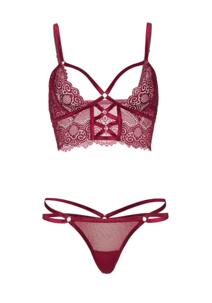 Completo borgogna con dettagli a stringhe  Leg Avenue Do Me Right – foto 3