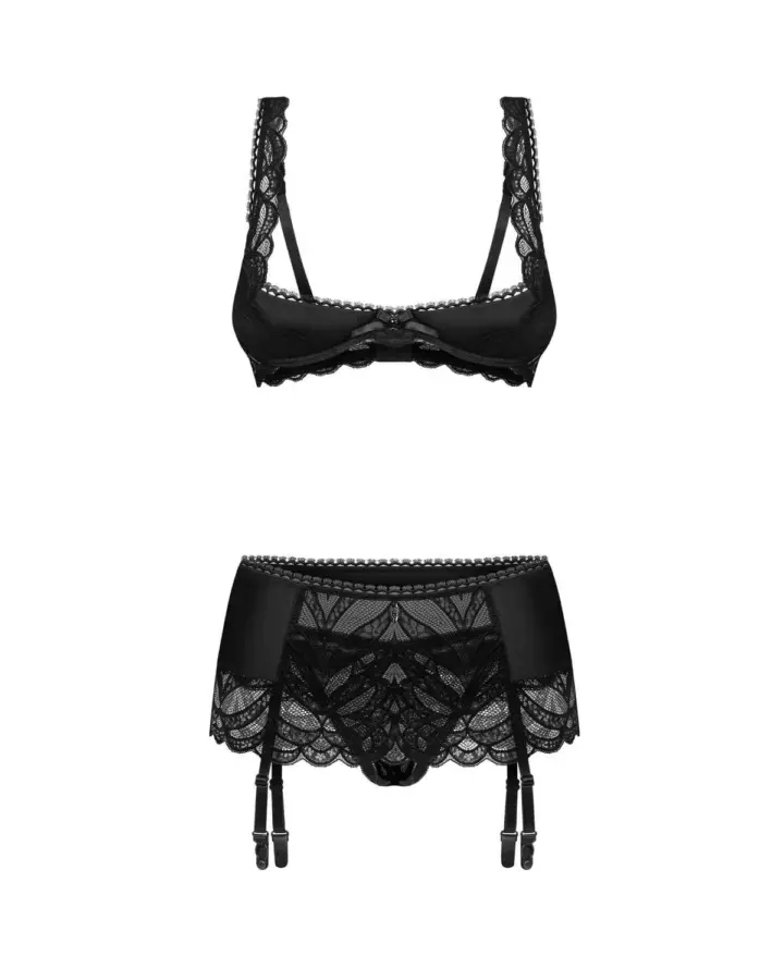 Set 3 pezzi con reggicalze e half-cup– Obsessive Lecille – foto 3