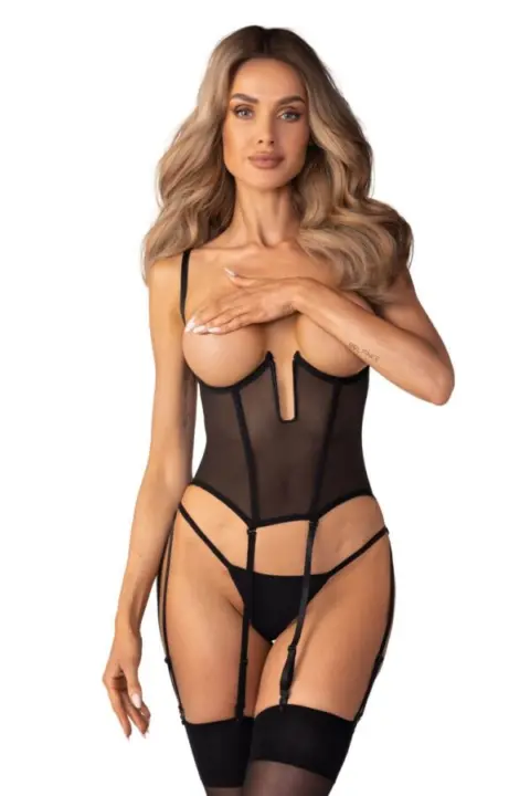 Corsetto aperto con reggicalze regolabili – Obsessive Euphori