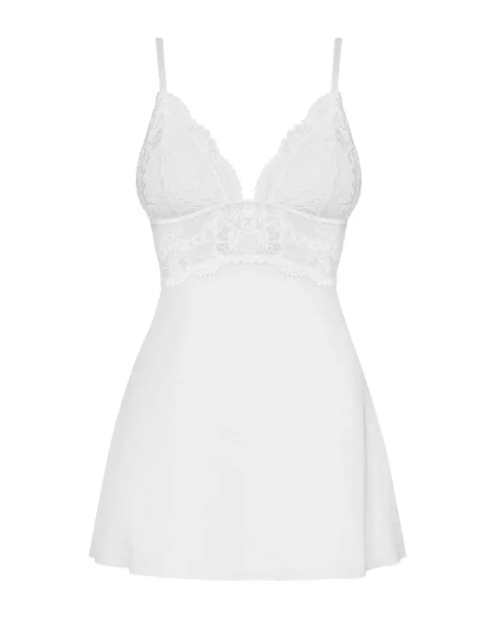 Babydoll 810 bianco Obsessive – coppe imbottite e pizzo elegante – foto 3