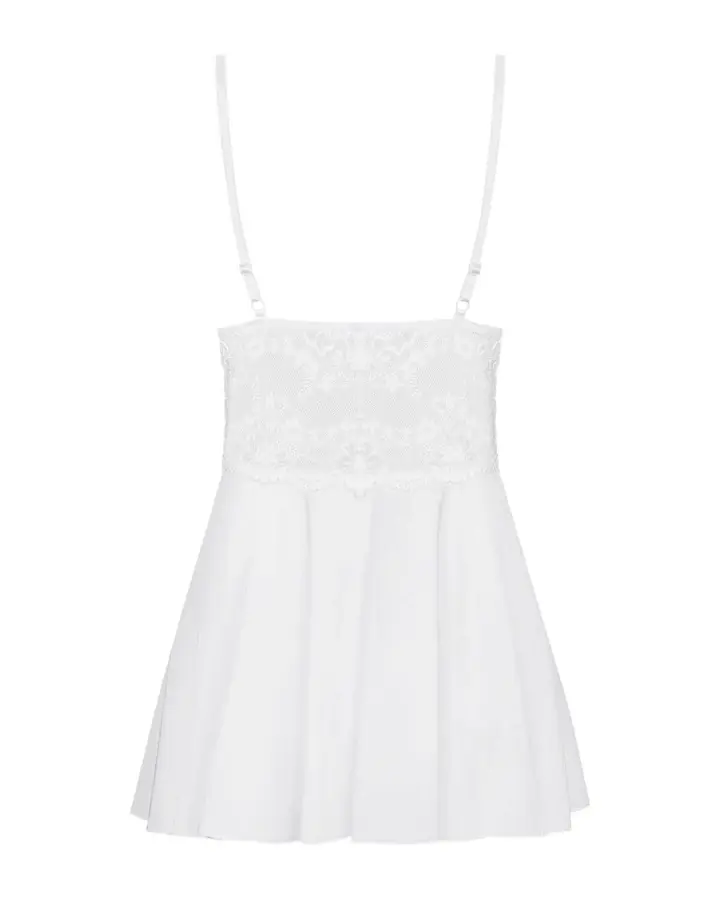 Babydoll 810 bianco Obsessive – coppe imbottite e pizzo elegante – foto 4