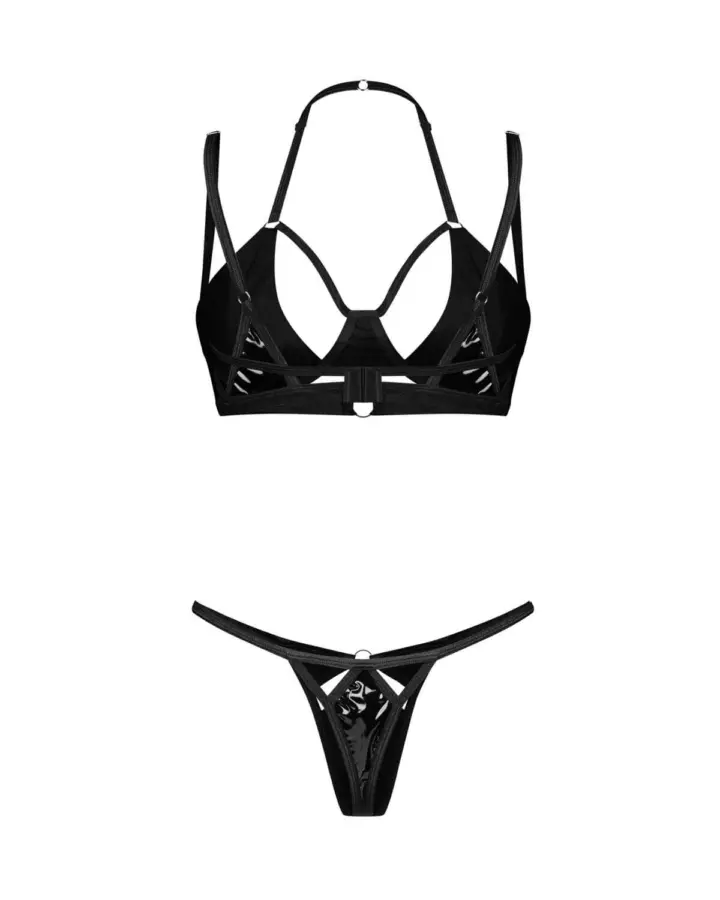 Completino nero lucido con dettagli cut-out – Keira Lise Obsessive – foto 4
