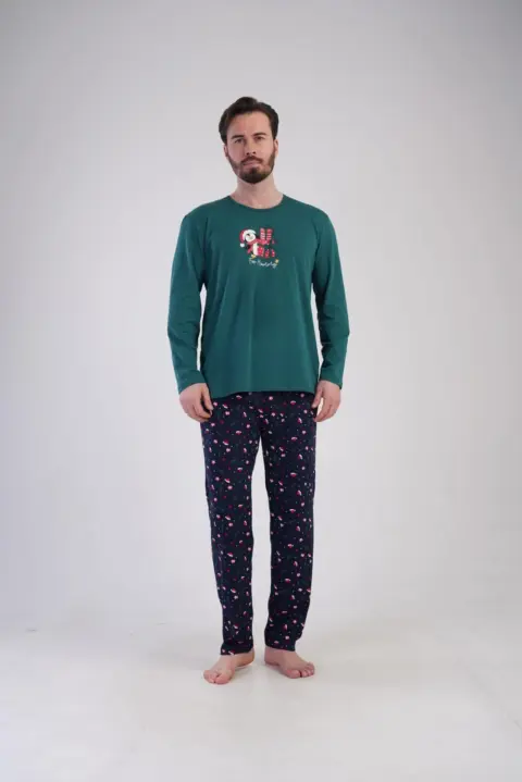 Pigiama uomo natalizio in cotone verde By Vienetta