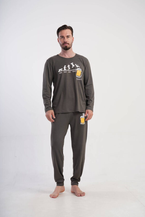 Pigiama uomo grigio stampa birra – 100% cotone