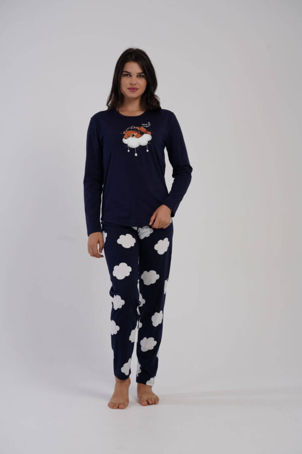 Pigiama donna orsetto su nuvola in cotone 100% – Vienetta